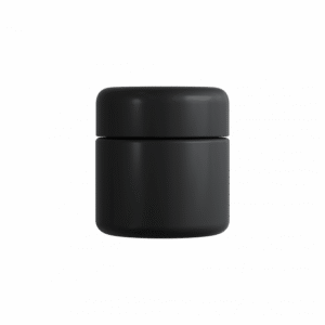black plastic cannabis jar with screw top lid