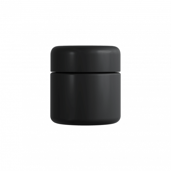 black plastic cannabis jar with screw top lid