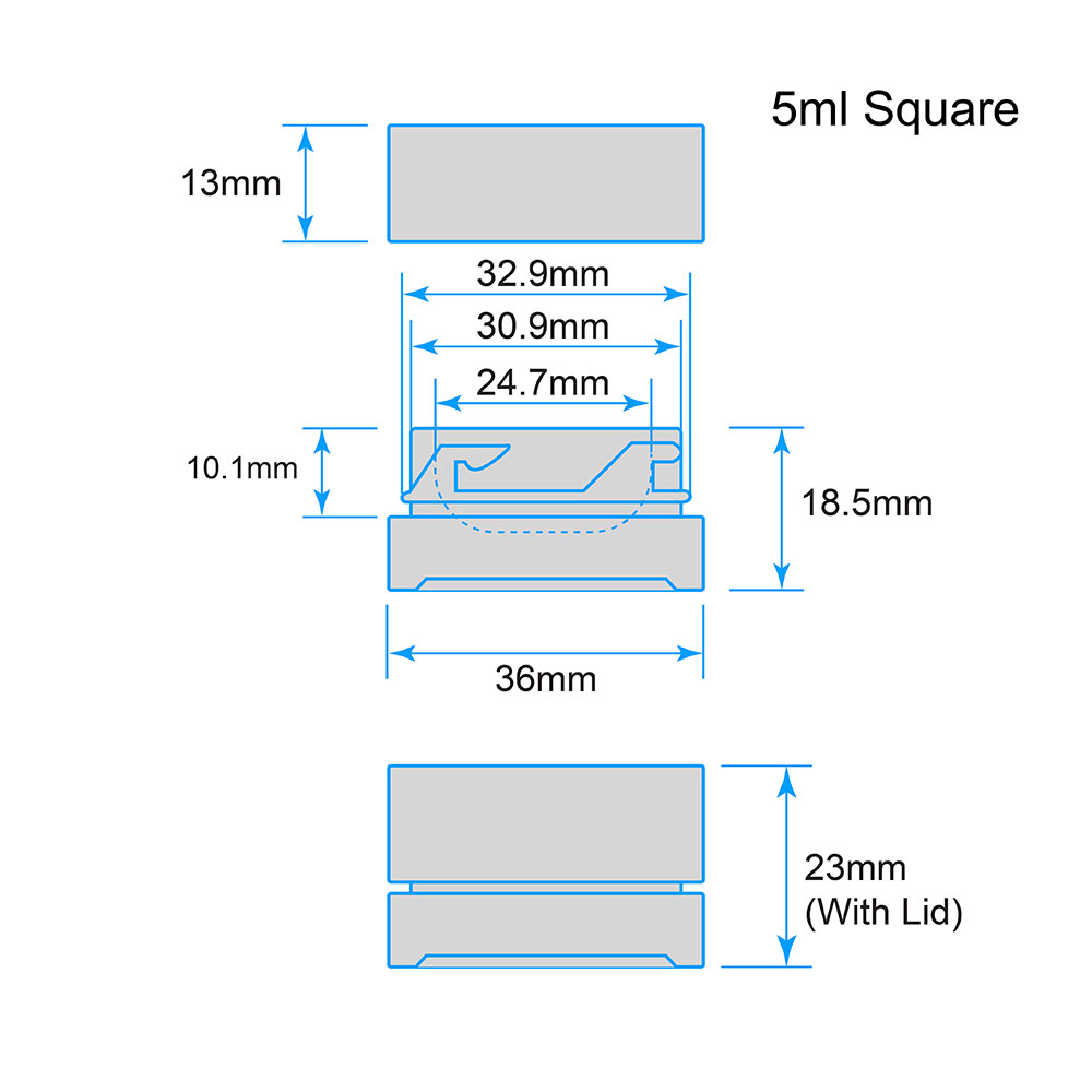 5ml Square Glass Cannabis Jars | Concentrate Packaging Containers - Image 3