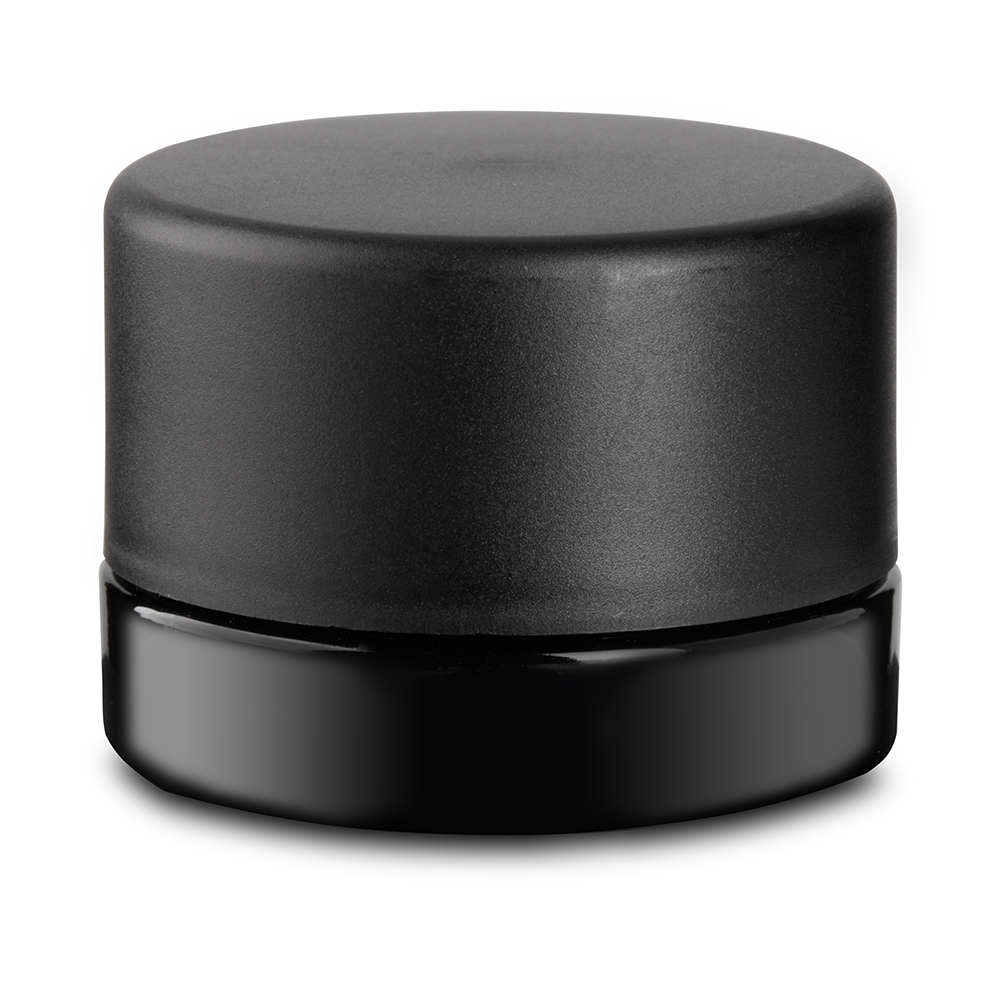 black custom cannabis jar with airtight round container design