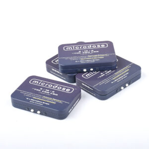 large child resistant tin box with flip-top lid