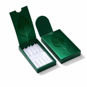 custom green magnetic box with flip top lid and insert