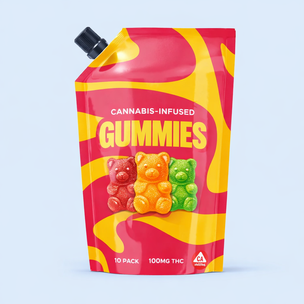 Custom white spout pouch packaging with screw cap for cannabis and liquid products