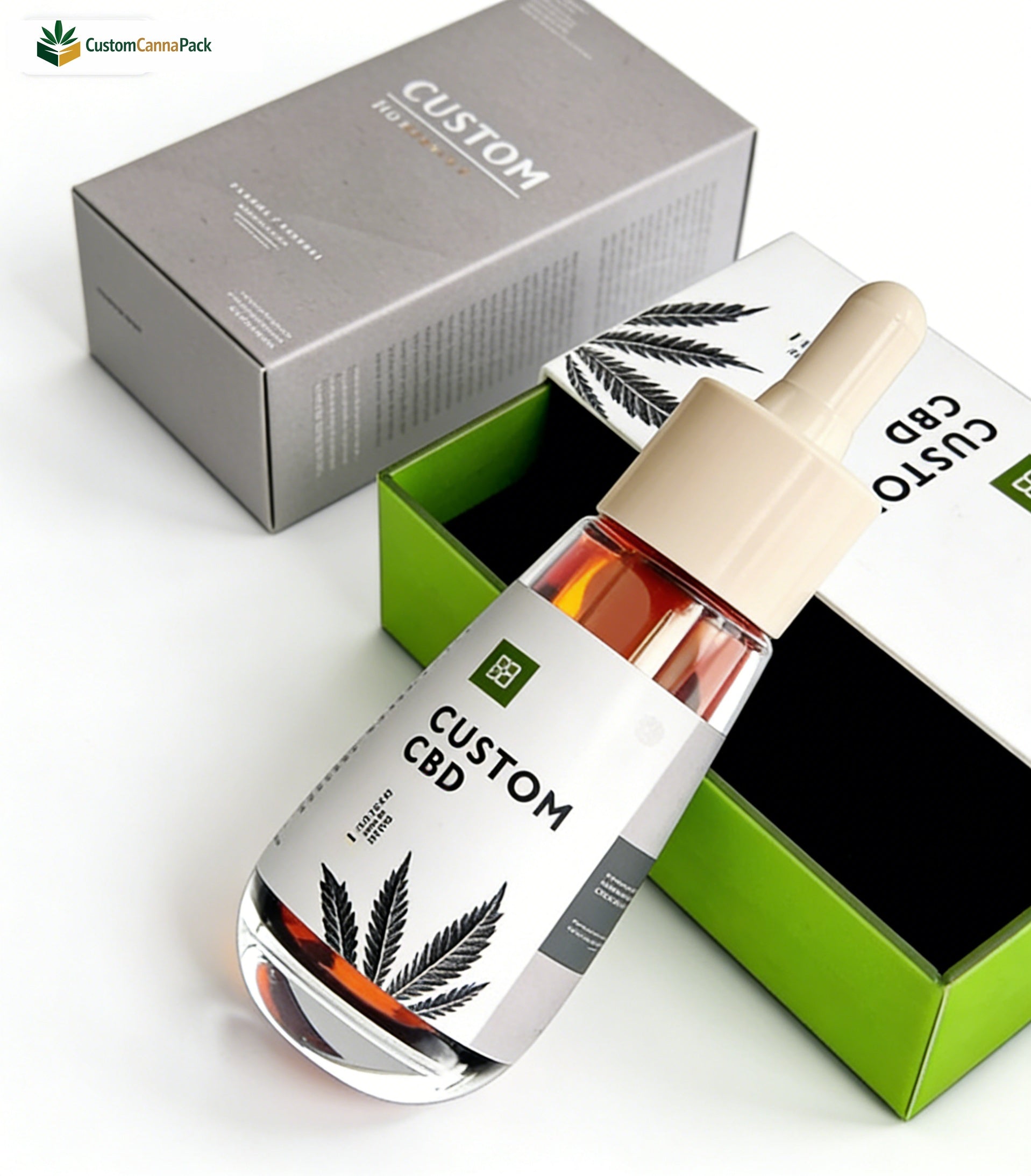 Rigid Drawer Box & Glass Dropper Bottle CBD Packaging Wholesale - Image 2